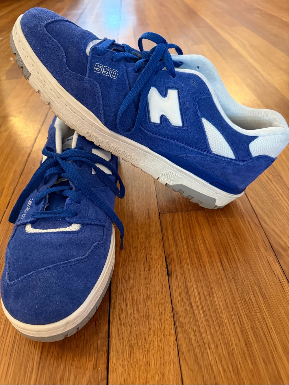 New Balance 550 Suede Sneakers in Blue & White